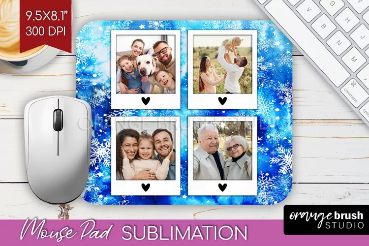 Winter Tie Dye Family Photo Frame Mouse Pad Sublimation