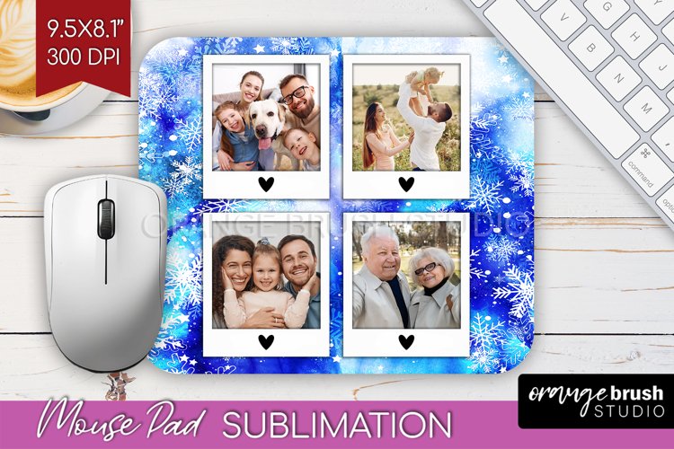 Winter Tie Dye Family Photo Frame Mouse Pad Sublimation example image 1