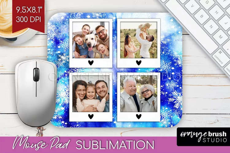 Winter Tie Dye Family Photo Frame Mouse Pad Sublimation