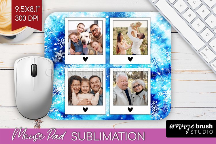 Winter Tie Dye Family Photo Frame Mouse Pad Sublimation example image 1