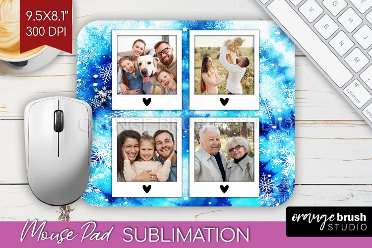 Winter Tie Dye Family Photo Frame Mouse Pad Sublimation