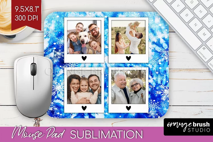 Winter Tie Dye Family Photo Frame Mouse Pad Sublimation