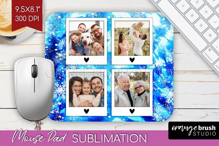 Winter Tie Dye Family Photo Frame Mouse Pad Sublimation