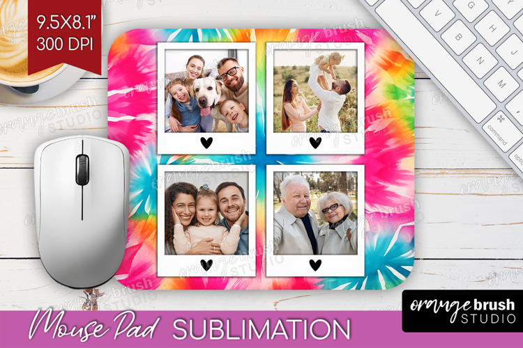 Tie Dye Photo Mouse Pad PNG - Rainbow Picture Frame Mouse