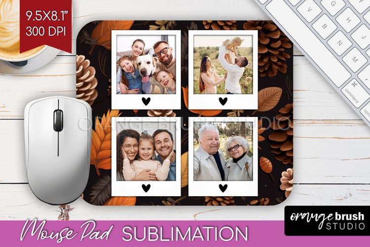 Autumn Photo Frame Mouse Pad Sublimation, Add Your Picture example image 1