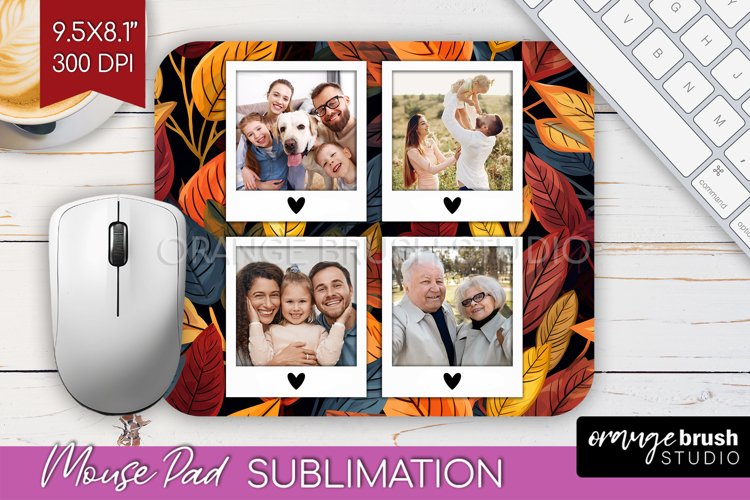 Autumn Photo Frame Mouse Pad Sublimation, Add Your Picture example image 1