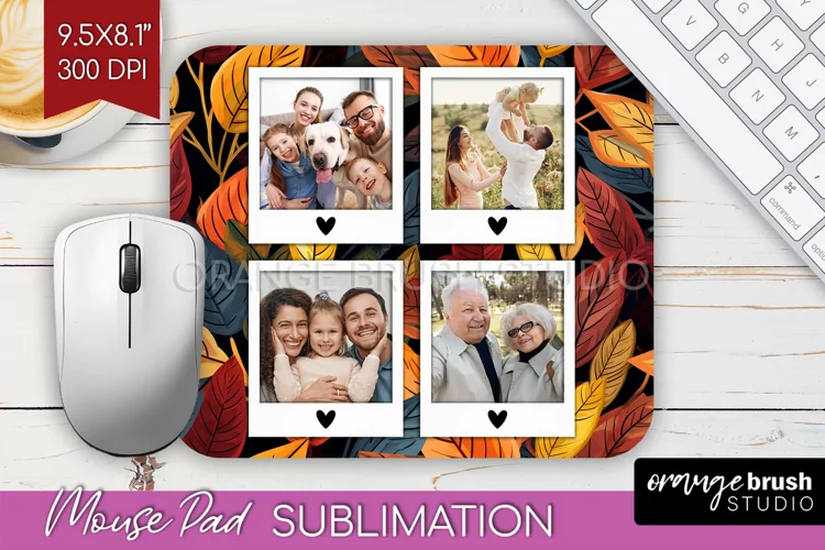 Autumn Photo Frame Mouse Pad Sublimation, Add Your Picture