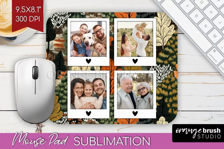 Autumn Photo Frame Mouse Pad Sublimation, Add Your Picture