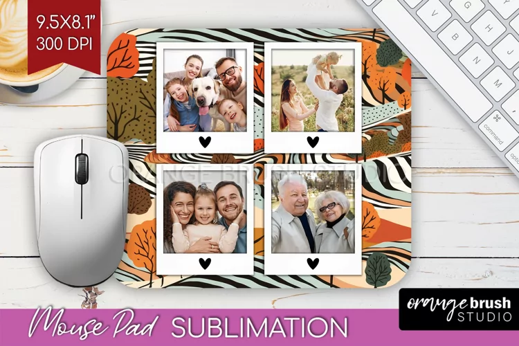 Autumn Photo Frame Mouse Pad Sublimation, Add Your Picture