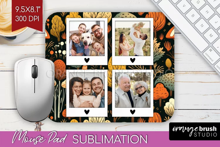 Autumn Photo Frame Mouse Pad Sublimation, Add Your Picture