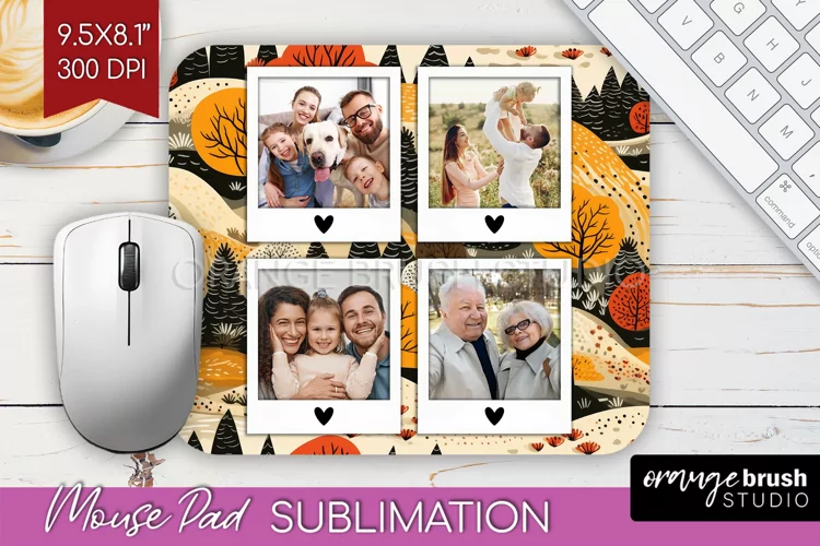 Autumn Photo Frame Mouse Pad Sublimation, Add Your Picture