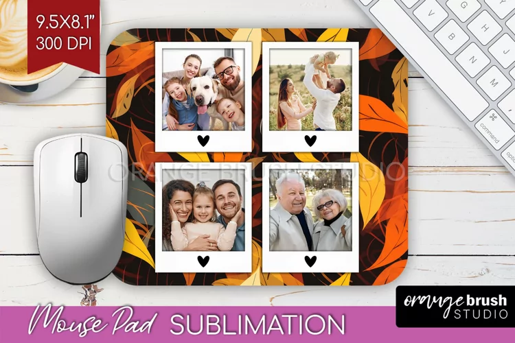 Autumn Photo Frame Mouse Pad Sublimation, Add Your Picture