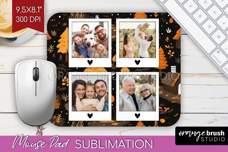 Autumn Photo Frame Mouse Pad Sublimation, Add Your Picture