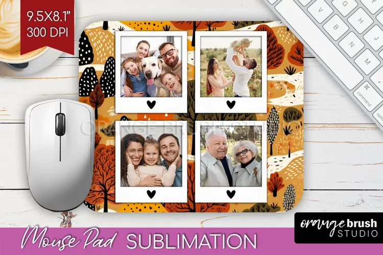 Autumn Photo Frame Mouse Pad Sublimation, Add Your Picture