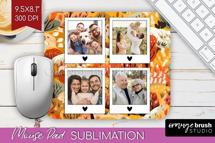 Autumn Photo Frame Mouse Pad Sublimation, Add Your Picture