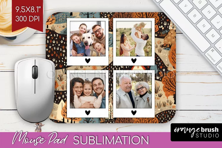 Autumn Photo Frame Mouse Pad Sublimation, Add Your Picture