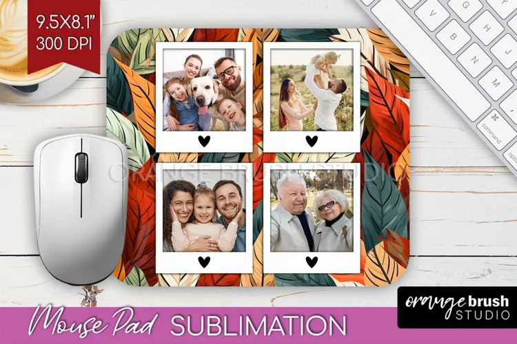 Autumn Photo Frame Mouse Pad Sublimation, Add Your Picture