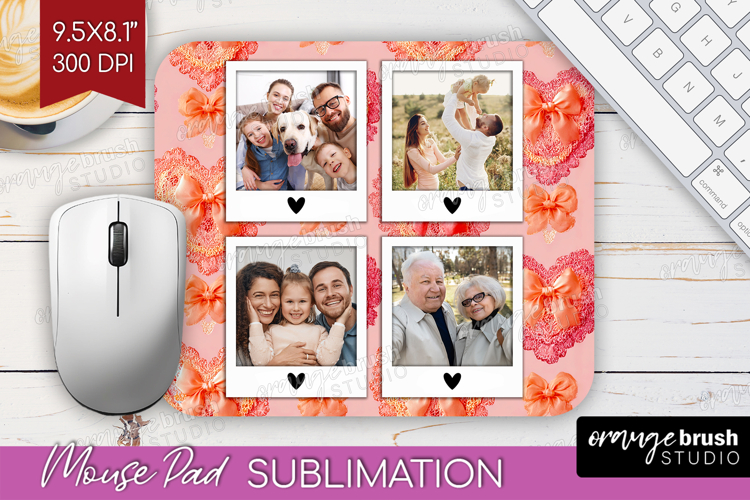 Heart Pattern Photo Mouse Pad PNG - Valentines Day Picture