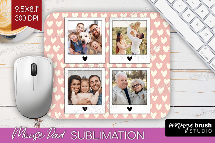 Heart Pattern Photo Mouse Pad PNG - Valentines Day Picture