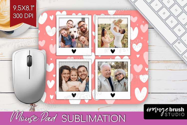 Heart Pattern Photo Mouse Pad PNG - Valentines Day Picture