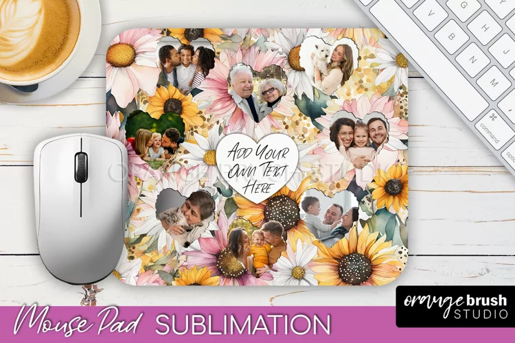 Photo Mouse Pad Sublimation, Floral Mouse Pad Picture Frame