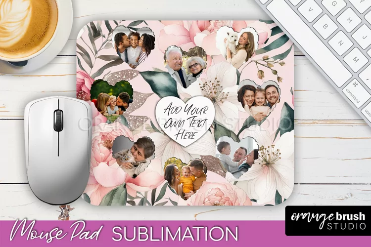 Photo Mouse Pad Sublimation, Floral Mouse Pad Picture Frame