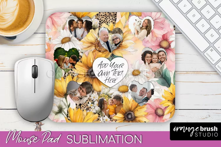 Photo Mouse Pad Sublimation, Floral Mouse Pad Picture Frame