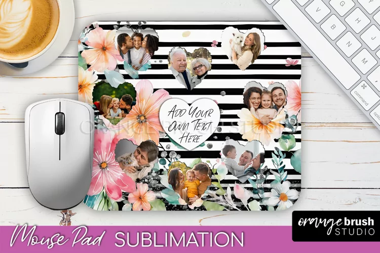 Photo Mouse Pad Sublimation, Floral Mouse Pad Picture Frame