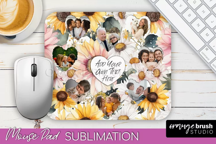 Photo Mouse Pad Sublimation, Floral Mouse Pad Picture Frame