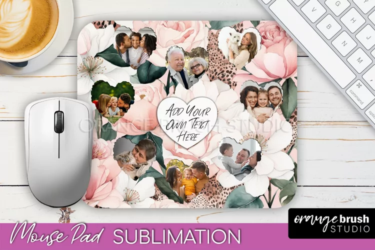 Photo Mouse Pad Sublimation, Floral Mouse Pad Picture Frame