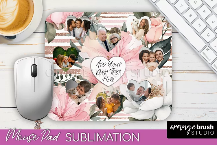 Photo Mouse Pad Sublimation, Floral Mouse Pad Picture Frame