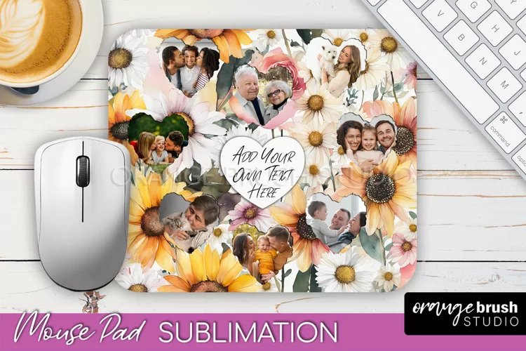 Photo Mouse Pad Sublimation, Floral Mouse Pad Picture Frame