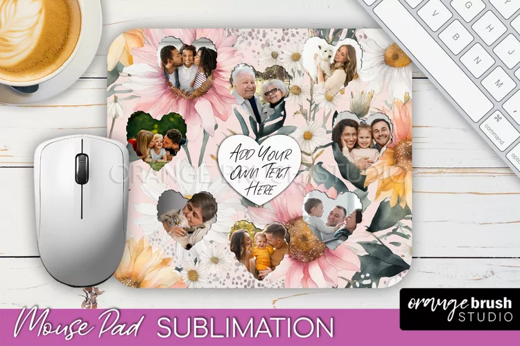 Photo Mouse Pad Sublimation, Floral Mouse Pad Picture Frame