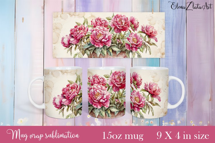 Flowers Mug Sublimation, Floral Design Mug example image 1