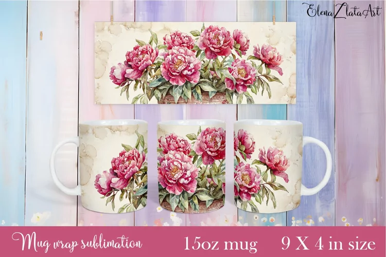 Flowers Mug Sublimation, Floral Design Mug