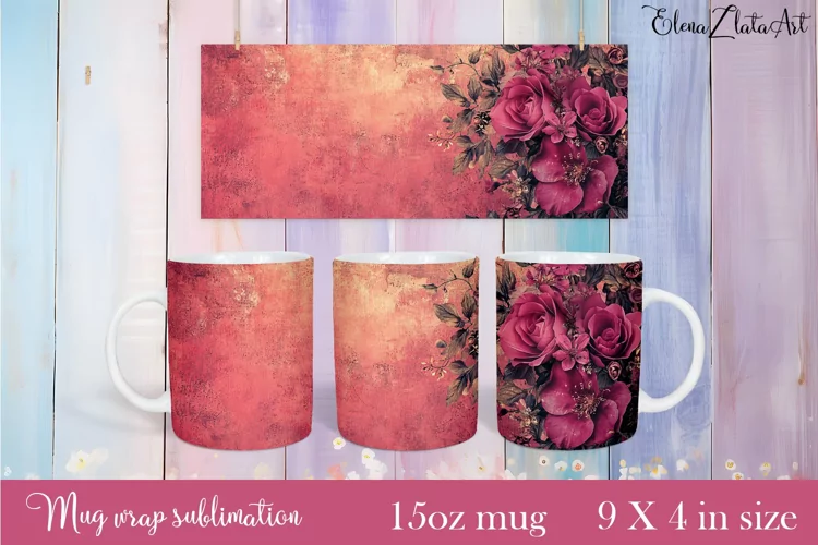 Flowers Mug Sublimation, Floral Design Mug