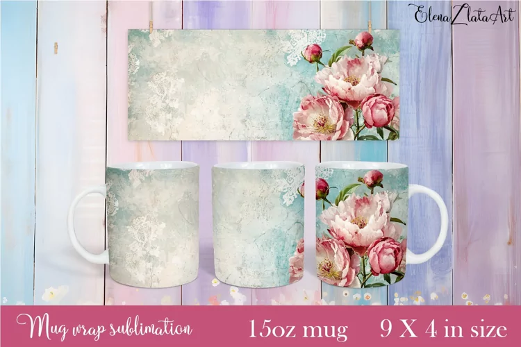 Flowers Mug Sublimation, Floral Design Mug