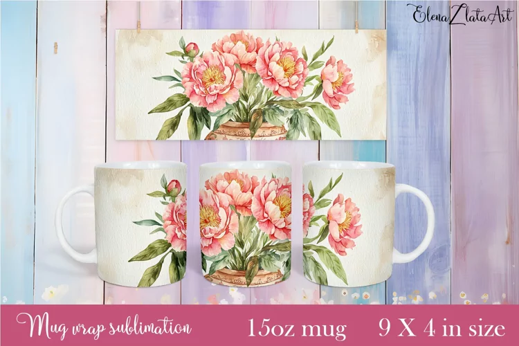 Flowers Mug Sublimation, Floral Design Mug