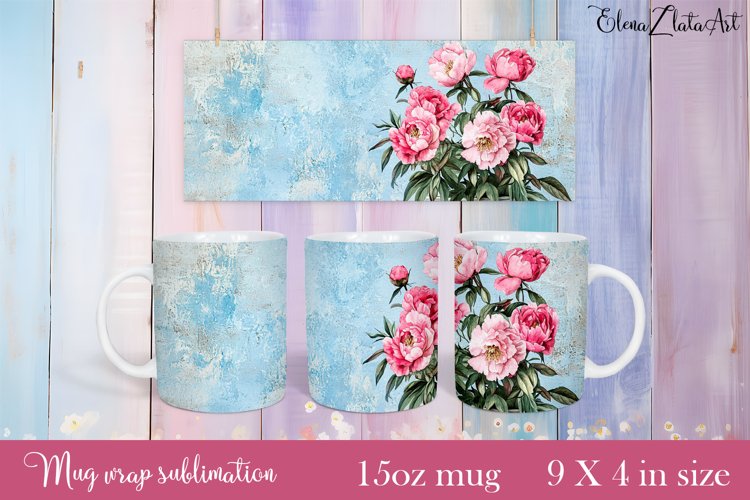 Flowers Mug Sublimation, Floral Design Mug example image 1