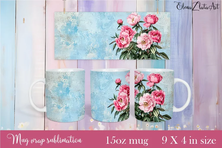 Flowers Mug Sublimation, Floral Design Mug