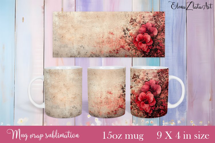 Flowers Mug Sublimation, Floral Design Mug example image 1