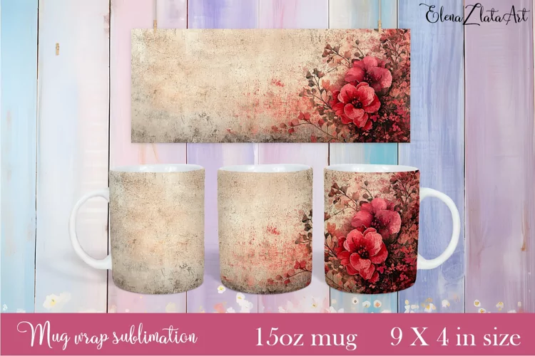 Flowers Mug Sublimation, Floral Design Mug
