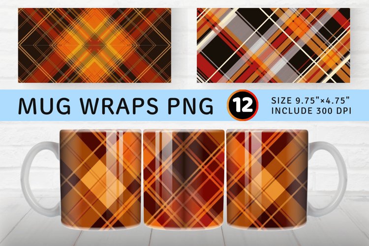 Autumn Plaid Mug wrap Sublimation Designs