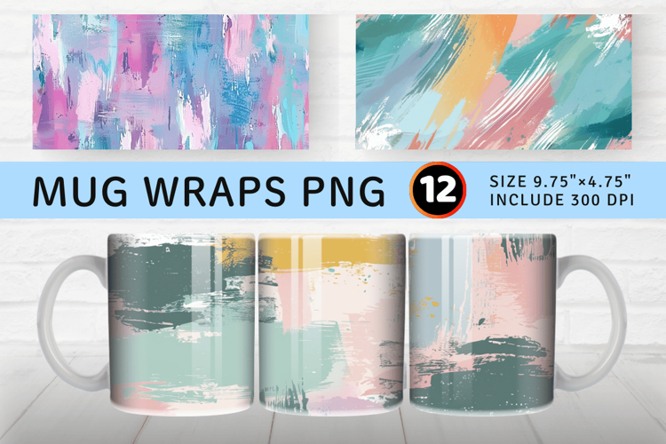 Pastel Paint Strokes Mug Wrap Sublimation Designs