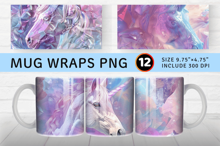 Unicorn Crystal Mug Wrap Sublimation Designs