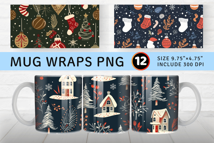 Cozy Christmas Mug Wrap Sublimation Designs