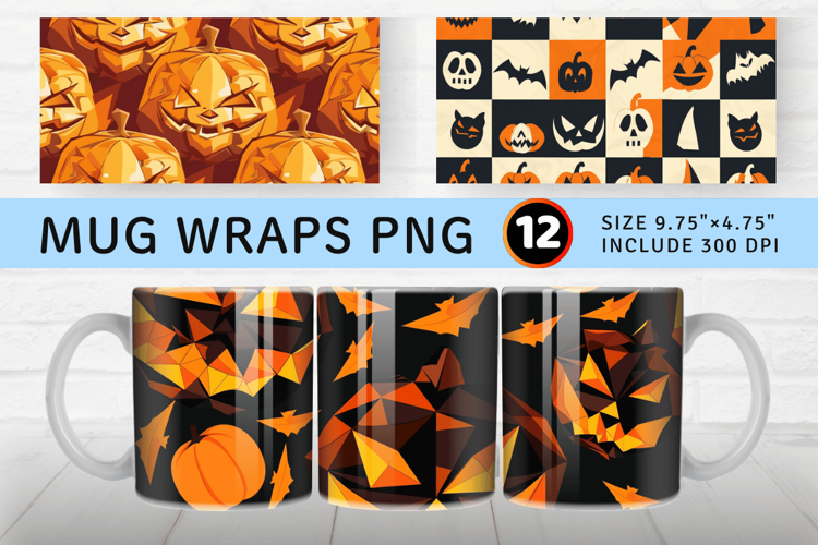Halloween Geometric shape Mug Wrap Sublimation Designs
