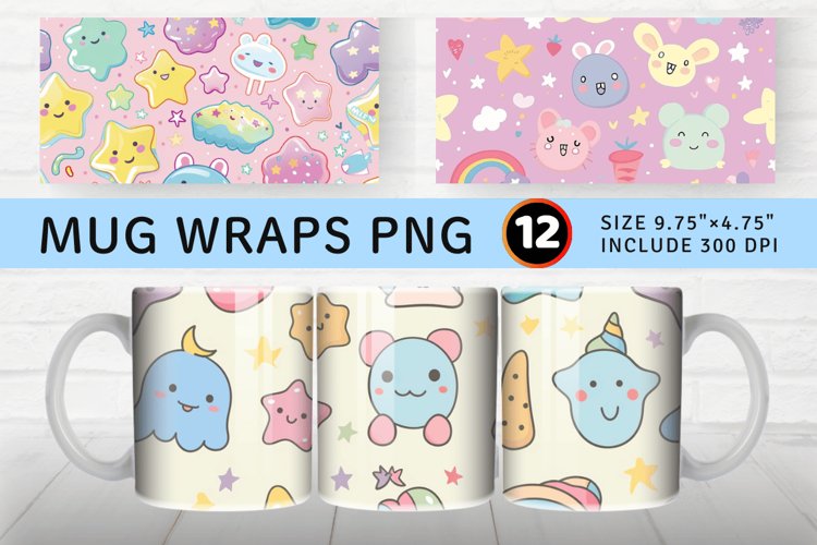 Pastel Kawaii Mug wrap Sublimation Designs