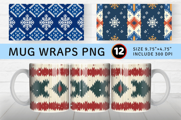 Winter Knitted Sweaters Mug Wrap Sublimation Designs