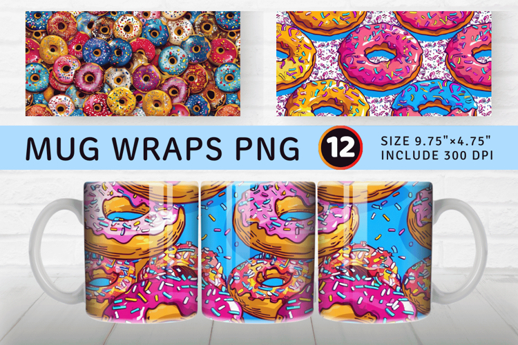 Sprinkled Donuts Mug Wrap Sublimation Designs